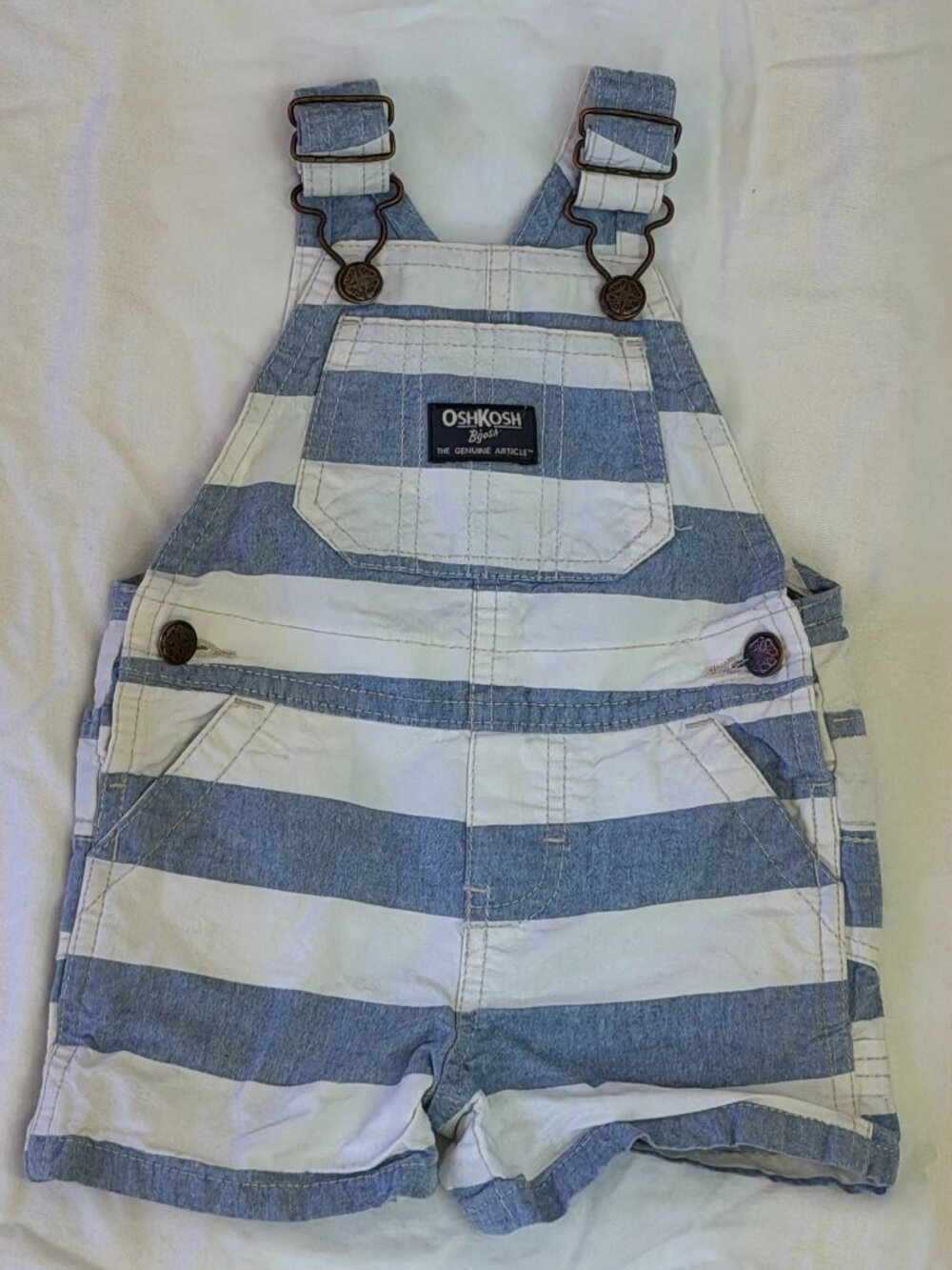OshKosh B'Gosh Striped White and Blue Overalls